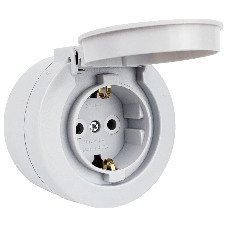 Ovivo Розетка с/з с крышкой, IP54, ОУ, ИксВан (xONE), белый, 406-010000-249