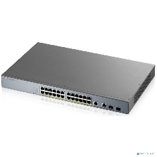 Коммутатор Zyxel GS1350-26HP, 24xGE PoE+, 2xCombo (SFP/RJ-45), бюджет PoE 375 Вт, дальность передачи питания до 250 м, автоперезагрузка PoE-портов, повышенная защита от перенапряжений и электростатических разряд