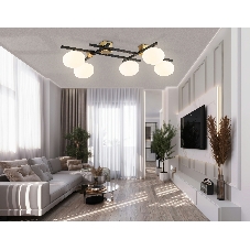Светильник Ambrella light LH51015/5 BK/BS/FR черный/латунь/белый матовый G9*5 max 28W 800*560*170