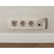 Комплект мех-ма компьютерной розетки RJ-45 экранированной с автоматической защитной шторкой OMEGA Серо-бежевый матовый QUANT (OP3720, VM185) MO372005