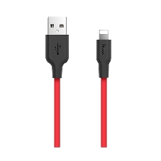 Кабель USB 2.0 HOCO X21, силиконовая оплетка, AM/Lightning M, черно-красный, 1м