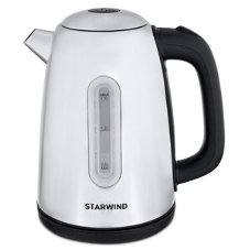 Электрочайник Starwind SKS3210 серебристый/черный, 1.7 л, 2200 Вт, скрытый нагревательный элемент