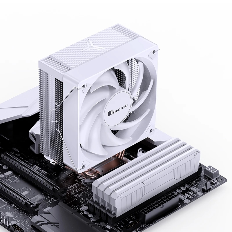 Кулер для процессора JONSBO CR-1000E (210W, 4-pin PWM, 154mm, Al/Cu, 4x6mm, FRGb, 1x120mm, 59.48CFM, 32.0dBA, 1500RPM, S: 1700/1200/115X, White)