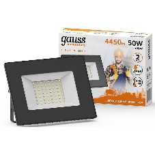 Прожектор светодиодный Gauss LED 50W 3350lm IP65 3000К черный 613527150 Gauss