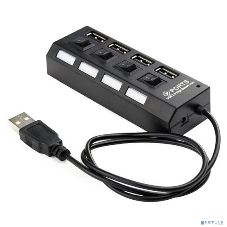 USB-концентратор Gembird UHB-243-AD, USB 2.0, USB 4 порта с подсветкой и выключателем, USB