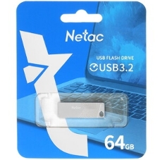 Флешка USB Netac UM1 (NT03UM1N-064G-32PN), 64Gb, USB 3.2, R/W 150/45, серебристый