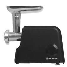 Мясорубка электрическая Brayer BR1612 черный, 2000 Вт, 2.0 кг/мин, реверс, защита от перегрузки, металлический лоток, насадки - 6