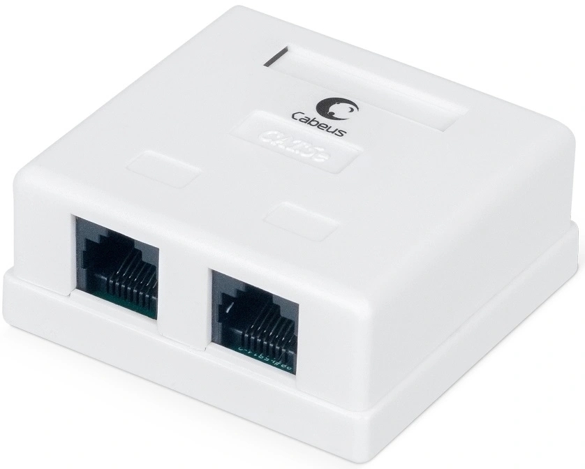 Розетка компьютерная Cabeus WS-8P8C-Cat.5e-2 RJ-45, категория 5e, двойная, внешняя, Dual IDC