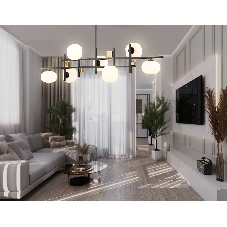 Светильник Ambrella light LH51017/7 BK/BS/FR черный/латунь/белый матовый G9*7 max 28W 1100*240*300