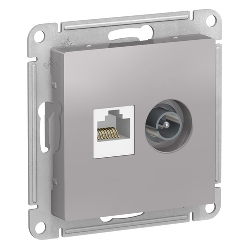 Розетка телевизионная +комп двойная RJ45+TV, кат.5E, механизм ATN000389 Schneider Electric Алюминий
