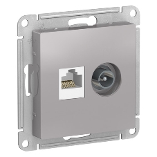 Розетка телевизионная +комп двойная RJ45+TV, кат.5E, механизм ATN000389 Schneider Electric Алюминий