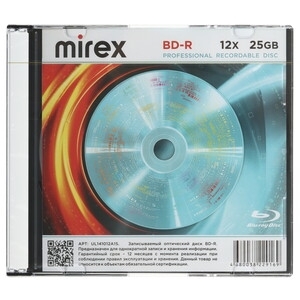 Диск BD-R Mirex 25 Gb, 12x, Slim Case (1), (1/50)