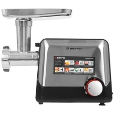 Мясорубка электрическая BRAYER BR1613 черный, 1800 Вт, 2.0 кг/мин, реверс, защита от перегрузки, насадки - 8