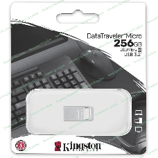 Флешка USB Kingston DataTraveler Micro (DTMC3G2/256Gb), 256Gb, USB 3.2 Gen 1, R/W 200/60, серебристый