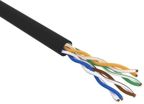 Кабель витая пара Rexant U/UTP, cat.5e, PE, 4PR, 24AWG, OUTDOOR, SOLID, черный, 305м