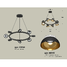 Светильник Ambrella light XB9198101/8 SBK/PYG/CL черный песок/золото желтое полированное/прозрачный GX53 (C9198, N8145)