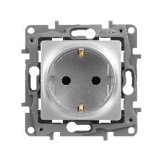 Розетка 672422 Legrand Розетка 2К+З со шторками - немецкий стандарт - винтовые зажимы - 16 А - 250 В - Etika - алюминий