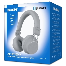 Беспроводные/проводные наушники Sven AP-B710MV серый, полноразмерные, Bluetooth + Jack 3.5 мм, складная конструкция, до 22 ч