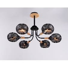 Светильник Ambrella light TR80167/6 BK/LWD черный/светлое дерево E14/6 max 40W D690*370