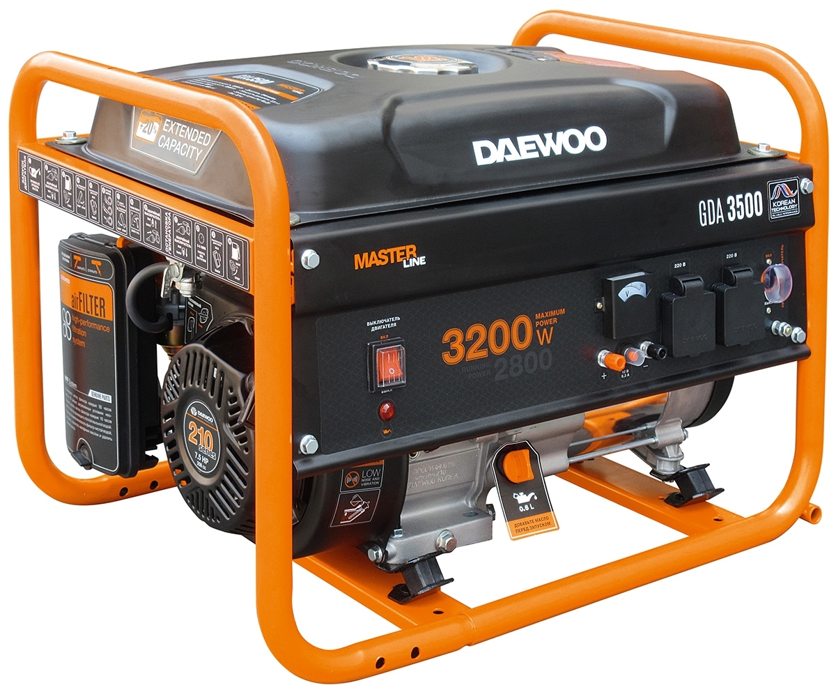 Генератор DAEWOO GDA 3500 2.8/3.2кВт 230В 208см3 7.0лс 15л 2х230В 38кг