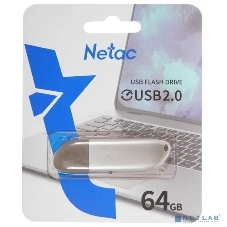Флешка USB Netac U352 (NT03U352N-064G-20PN), 64Gb, USB 2.0, R/W 50/15, серебристый