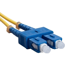 Комм. шнур оптический Cabeus Tight Buffer, Duplex LC/SC, OS2 9/125, LSZH, 20м, Ø 3мм, синий хвостовик, цвет: жёлтый