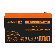Аккумуляторная батарея ExeGate HRL 12-6 (12V 6Ah 1224W, клеммы F2)