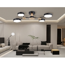 Светильник Ambrella light FL4860/4 BK/WD черный/дерево 60W 3000-6000K 700*400*120 (без ПДУ)