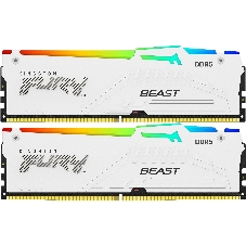 Оперативная память Kingston Fury Beast, DDR5, 32Gb (2x16GB), 5600MHz, CL36, DIMM, радиатор, RGB, белый