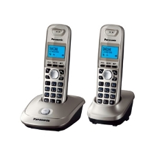 Телефон беспроводной (DECT) Panasonic KX-TG2512RUN (платиновый) Доп трубка в комплекте,АОН, Caller ID,спикерфон на трубке,полифония