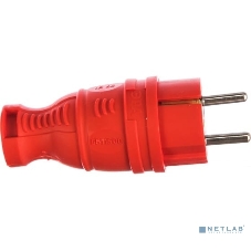 Вилка каучуковая ЭРА з/з прямая 16А IP44 красн. V8-RED-IP44