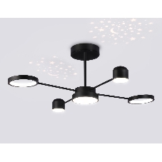 Потолочный светодиодный светильник Ambrella light FL51632/4+1 BK/GD черный/золото 3000K-6400K 48W 910*745*300 (ПДУ ИК)