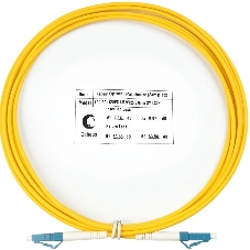 Коммутационный шнур оптический Cabeus Tight Buffer, Simplex LC/LC, OS2 9/125, LSZH, 3м, d= 2мм, синий хвостовик, желтый