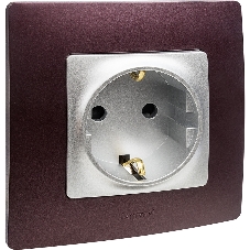 Розетка 672422 Legrand Розетка 2К+З со шторками - немецкий стандарт - винтовые зажимы - 16 А - 250 В - Etika - алюминий