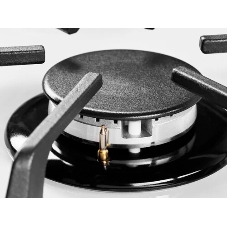 Газовая варочная панель Kuppersberg FG 62 W Газовая варочная панель, закаленное стекло, ширина 60 см, 4 газовые конфорки, WOK конфорка(3,8 кВт), автоподжиг, газ-контроль, чугунные решетки, белый