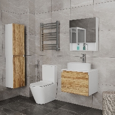 Комплект для ванной, 3 предмета (Тумба Bau Dream Blackwood 60, раковина BAU Nimb 50х36, смеситель для раковины высокий Hotel Still, нержавеющая сталь)
