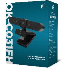 Веб-камера OKLICK OK-C031FH 1920x1080, 30 кадр/с, USB Type-A, микрофон (шумоподавление), автоматическая фокусировка, универсальное крепление
