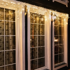 Гирлянда Neon-night Айсикл (бахрома) светодиодный, 4,8 х 0,6 м, прозрачный провод, диоды теплый белый, 176 LED