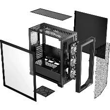 Компьютерный корпус без блока питания PCCooler C3D510 BK, Mesh Mid Tower, черный, TG, 0.7 SPCC, no fans E-ATX, ATX, mATX, mITX 170/390/205mm 2x2.5
