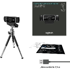 Веб-камера Logitech C922 Pro Stream 1920x1080, 30 кадр/с, USB Type-A, микрофон (2 шт, шумоподавление), автоматическая фокусировка, автоосвещение, универсальное крепление