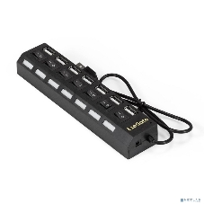 USB-концентратор ExeGate EX293978RUS DUB-72SW (кабель-адаптер USB2.0 --> 7xUSB2.0, кнопки включения/отключения для каждого порта, Plug&Play, черный)