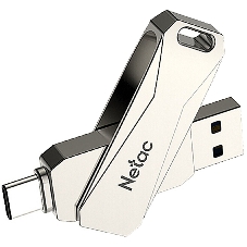 Флешка USB Netac U782C, 256Gb, USB 3.0, серебристый