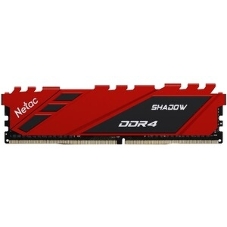 Оперативная память NETAC Shadow, DDR4, 8GB (1x8GB), 3600MHz, CL18, DIMM, с радиаторами, красный