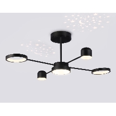 Потолочный светодиодный светильник Ambrella light FL51632/4+1 BK/GD черный/золото 3000K-6400K 48W 910*745*300 (ПДУ ИК)
