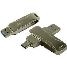 Флешка USB Netac U782C, 256Gb, USB 3.0, серебристый