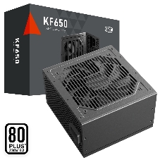 Блок питания PCCOOLER KF650, 650W 80 PLUS White (ATX, ATX 2.4, Non-modular, 1x24(20+4)pin 550мм, 1xCPU*2 8(4+4)pin 610+150мм, 2xPCIe 8(6+2)pin 510мм, 2xSATA*3+MOLEX4pin*1 450+150+150+150мм, Active, 120x120мм, 140x150x86мм, APFC, OVP, SCP, OPP (140-160%, 2ms delay))