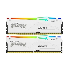 Оперативная память Kingston Fury Beast, DDR5, 32Gb (2x16Gb), 6000MHz, CL36, DIMM, с радиаторами, RGB, белый