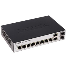 Коммутатор D-Link DGS-1100-10MPPV2/A3A, 8×1 Гбит/с + 2×1 Гбит/с SFP, настраиваемый