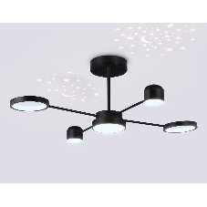 Потолочный светодиодный светильник Ambrella light FL51632/4+1 BK/GD черный/золото 3000K-6400K 48W 910*745*300 (ПДУ ИК)