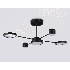 Потолочный светодиодный светильник Ambrella light FL51632/4+1 BK/GD черный/золото 3000K-6400K 48W 910*745*300 (ПДУ ИК)